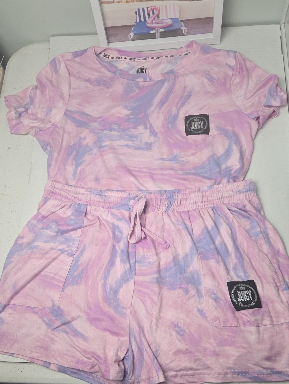 Juicy Couture Pink & Lavender Tie-Dye Lounge Set Size Large